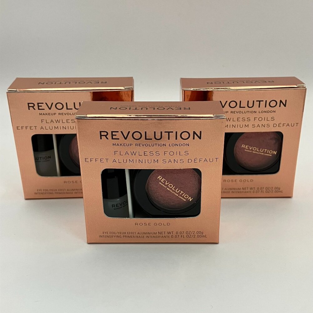 Makeup Revolution Flawless Foils Eyeshadow Palette Rose Gold Pack Of 3 Pcs
